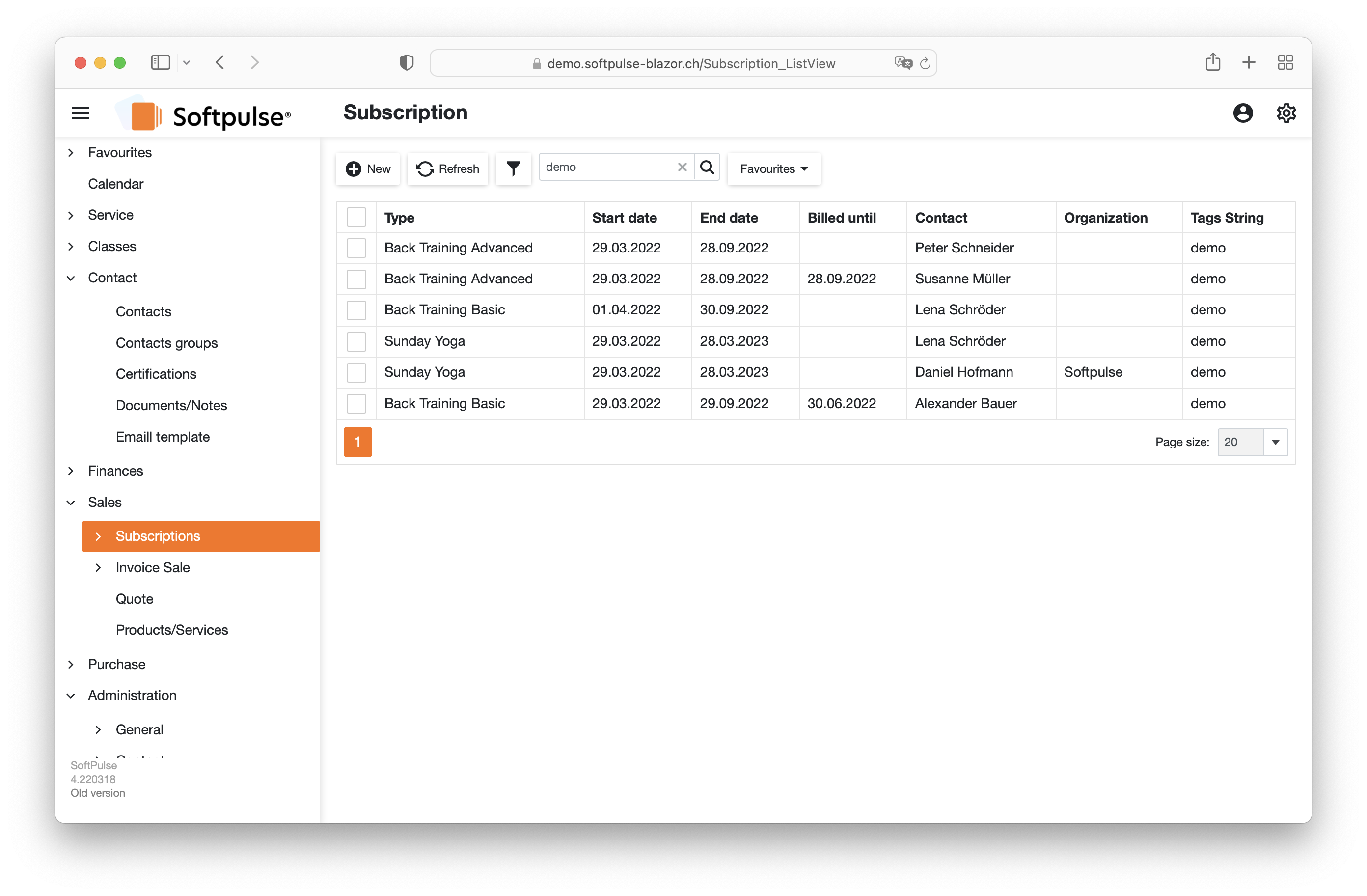 Softpulse® Subscription List